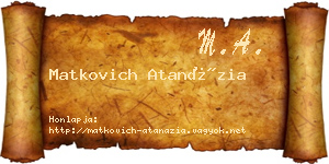 Matkovich Atanázia névjegykártya